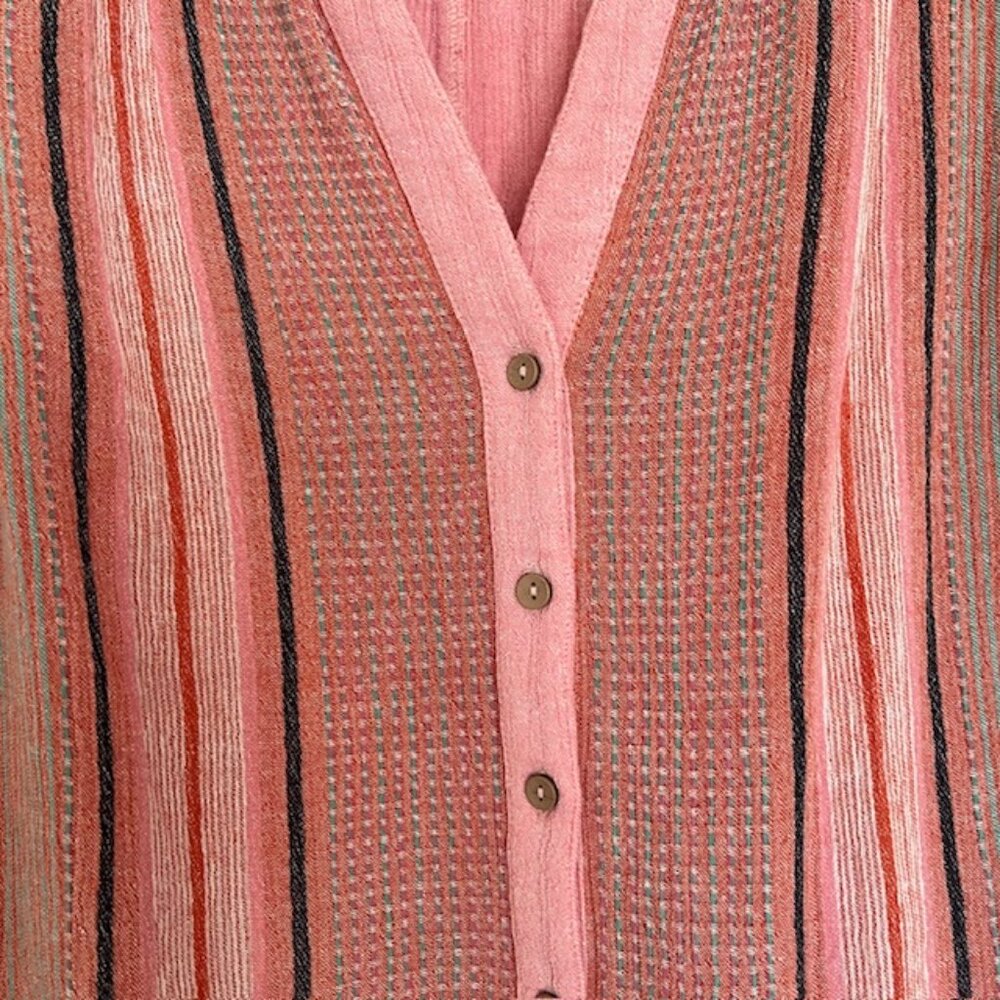 Liverpool Button Front Shirred Blouse | Size Medium - Picture 7 of 8